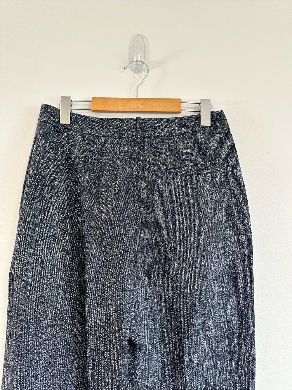 Theory High Waist Straight Leg Pant Herringbone Melange Size 4 Grey - Picture 9 of 14